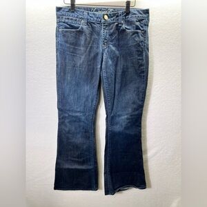 American Eagle Real Flare Denim Jeans Womens 8 Stretch Cute Darkwash Pants 2184